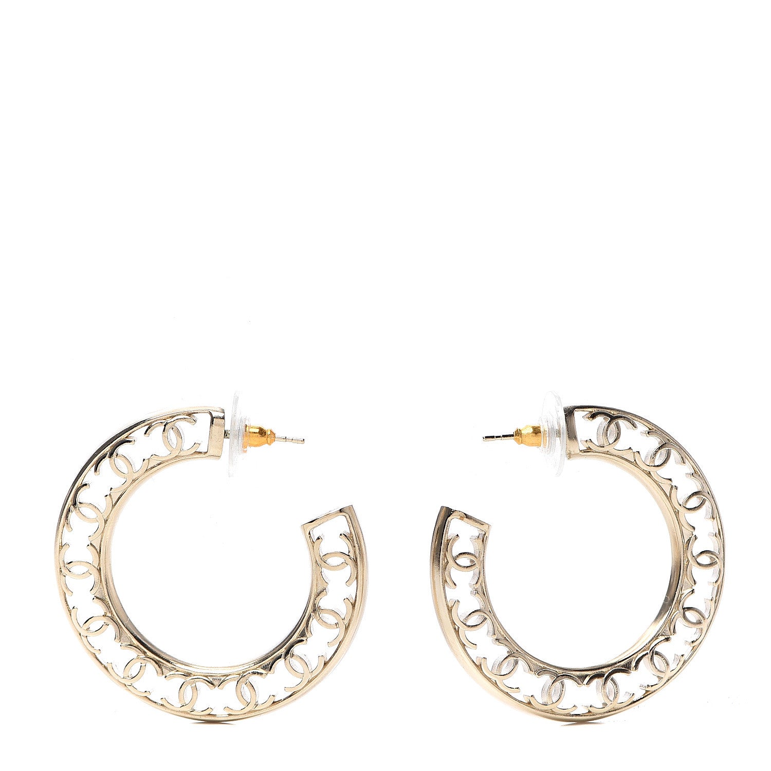 Chanel CC Hoop Earrings Gold 1 of 4