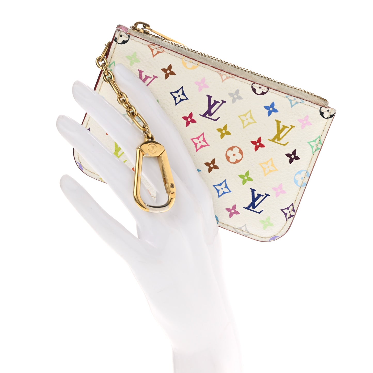 Monogram Multicolor Key Pouch White Litchi