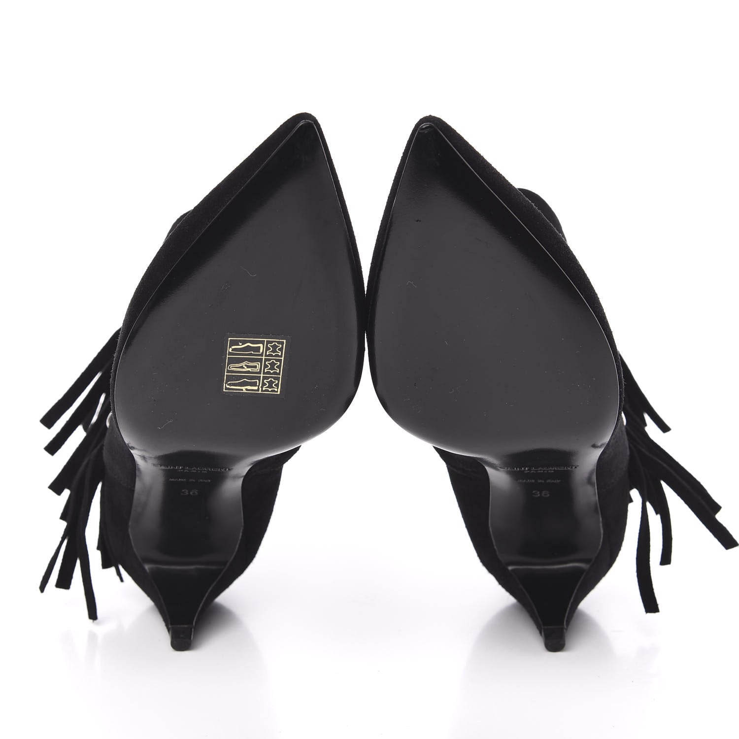 Saint Laurent Suede Fringe Cat Ankle Boots 36 Black 5 of 8