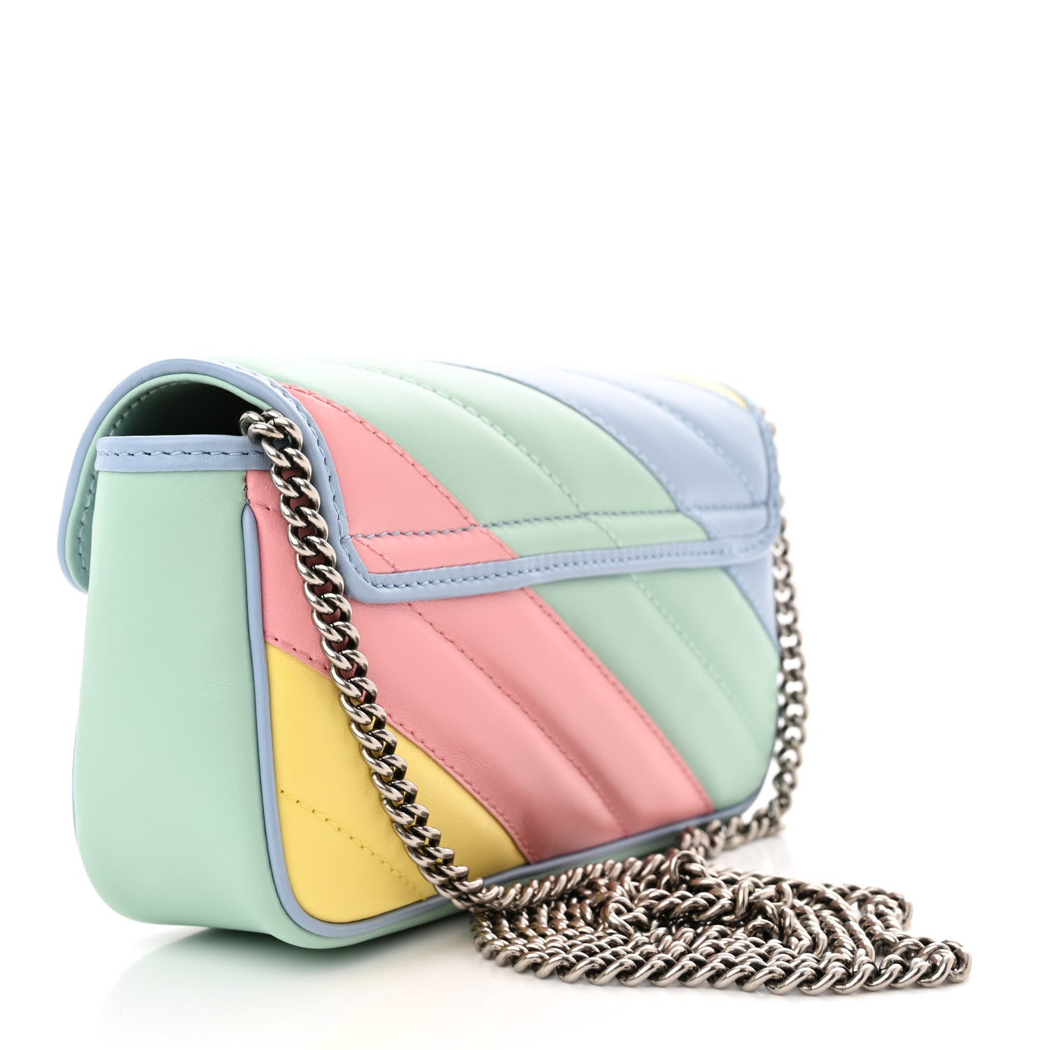 Gucci Calfskin Matelasse Diagonal Super Mini GG Marmont Shoulder Bag Multicolor Pastel 4 of 11