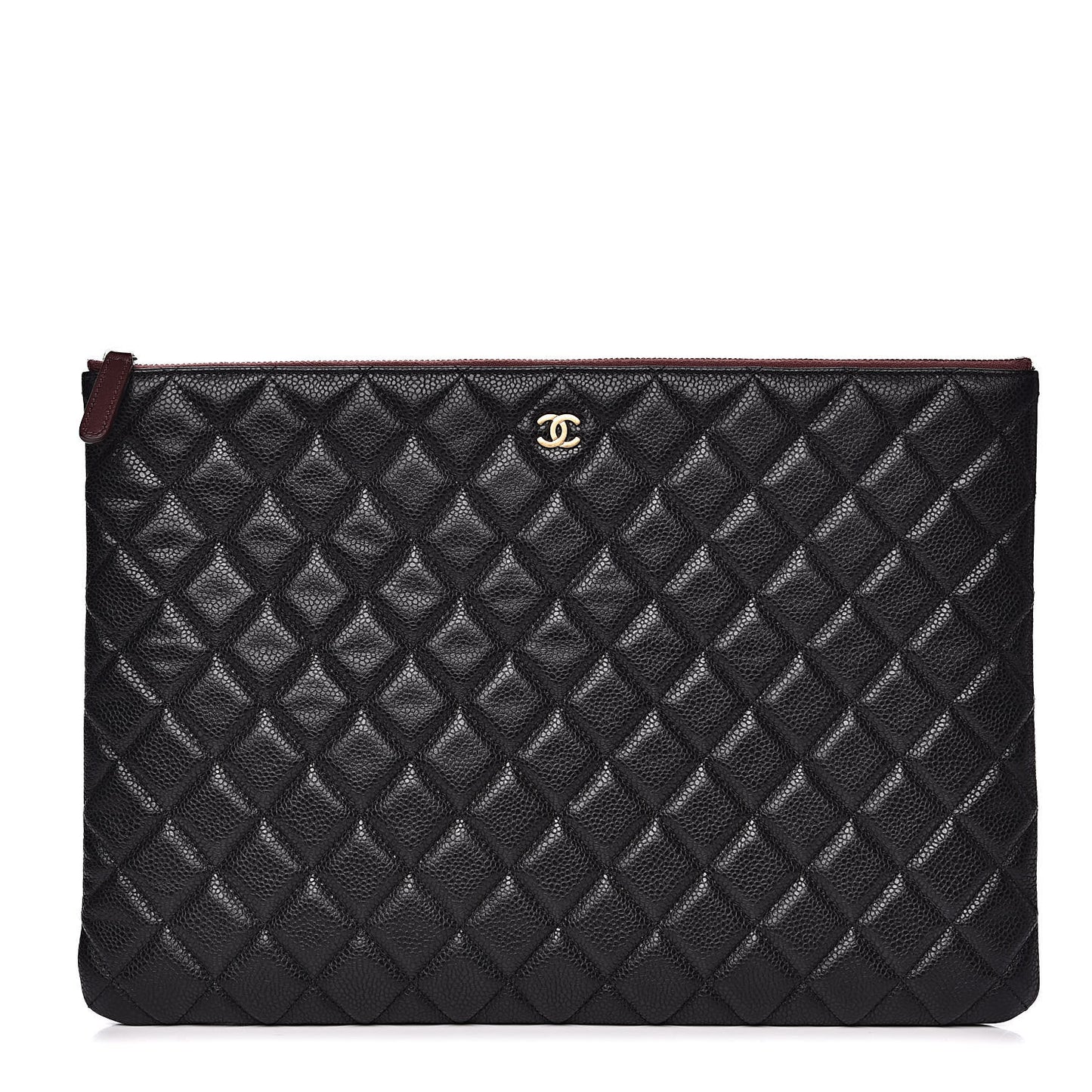 Caviar Quilted Large Cosmetic Case Black