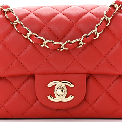 Chanel Lambskin Quilted Mini Rectangular Flap Red 8 of 11