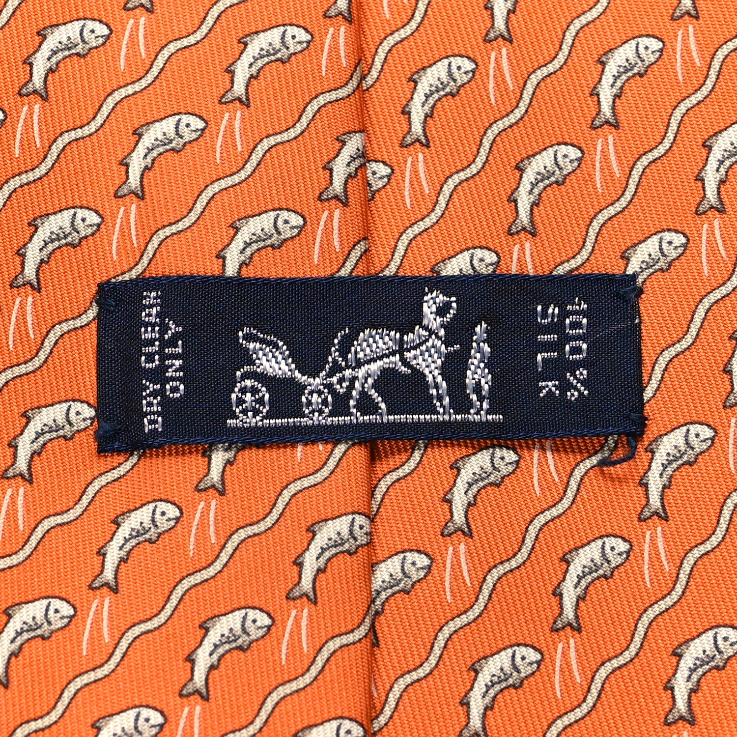 Hermes Silk Mens Tie Orange 5 of 5