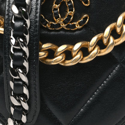 Chanel Lambskin Quilted Chanel 19 Round Clutch With Chain Black 7 of 9