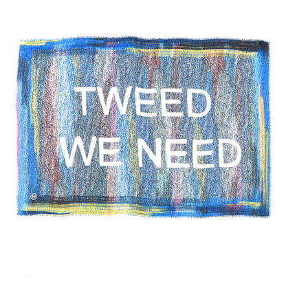 Chanel Cashmere Tweed We Need Stole Blue Green 1 of 5