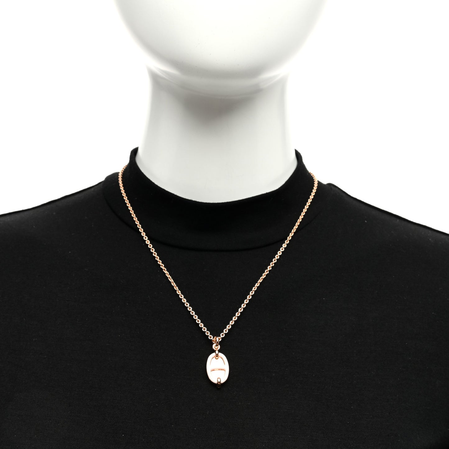Metal Enamel Mini Maillon Pendant Necklace Rose Candeur