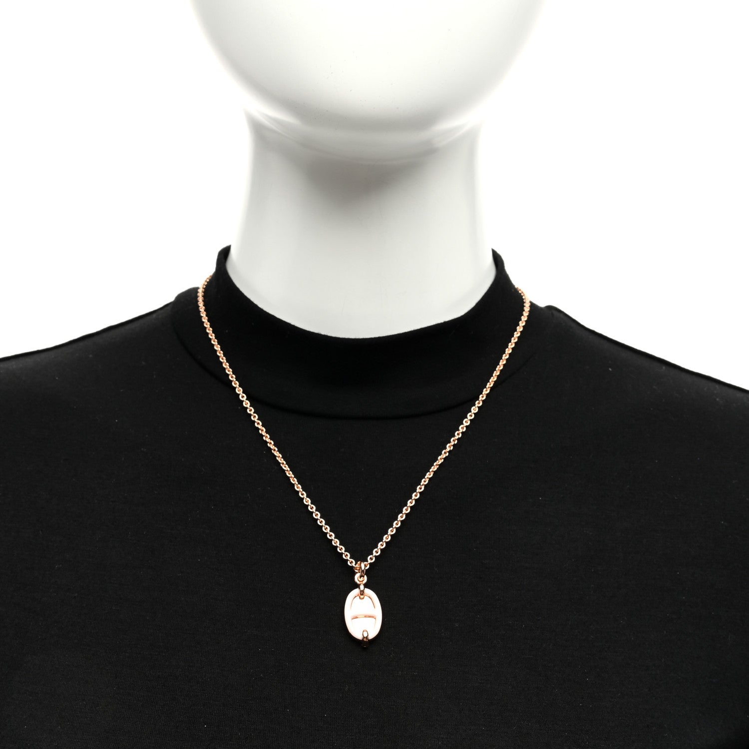 Hermes Metal Enamel Mini Maillon Pendant Necklace Rose Candeur 2 of 6