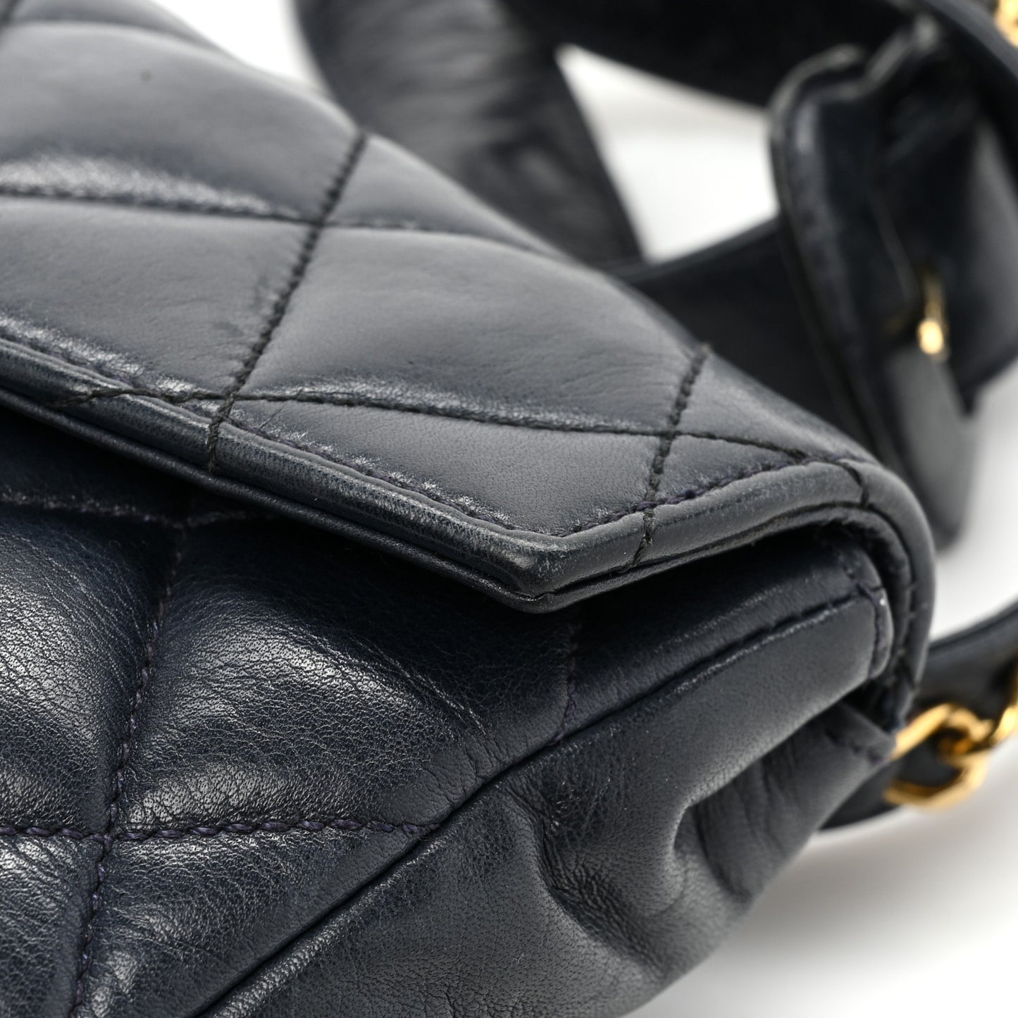 Lambskin Quilted Flap Waist Belt Bag 70 28 Navy