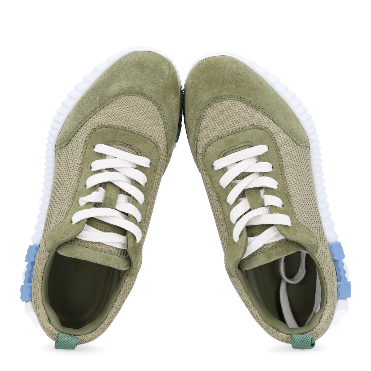 Hermes Technical Mesh Suede Goatskin Bouncing Sneakers 35 Vert Celadon 2 of 12