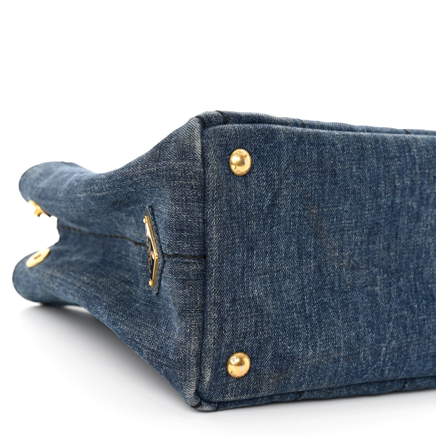 Prada Denim Small Logo Tote Bleu 8 of 10