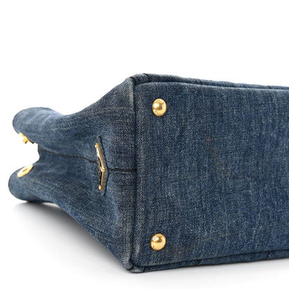 Prada Denim Small Logo Tote Bleu 8 of 10