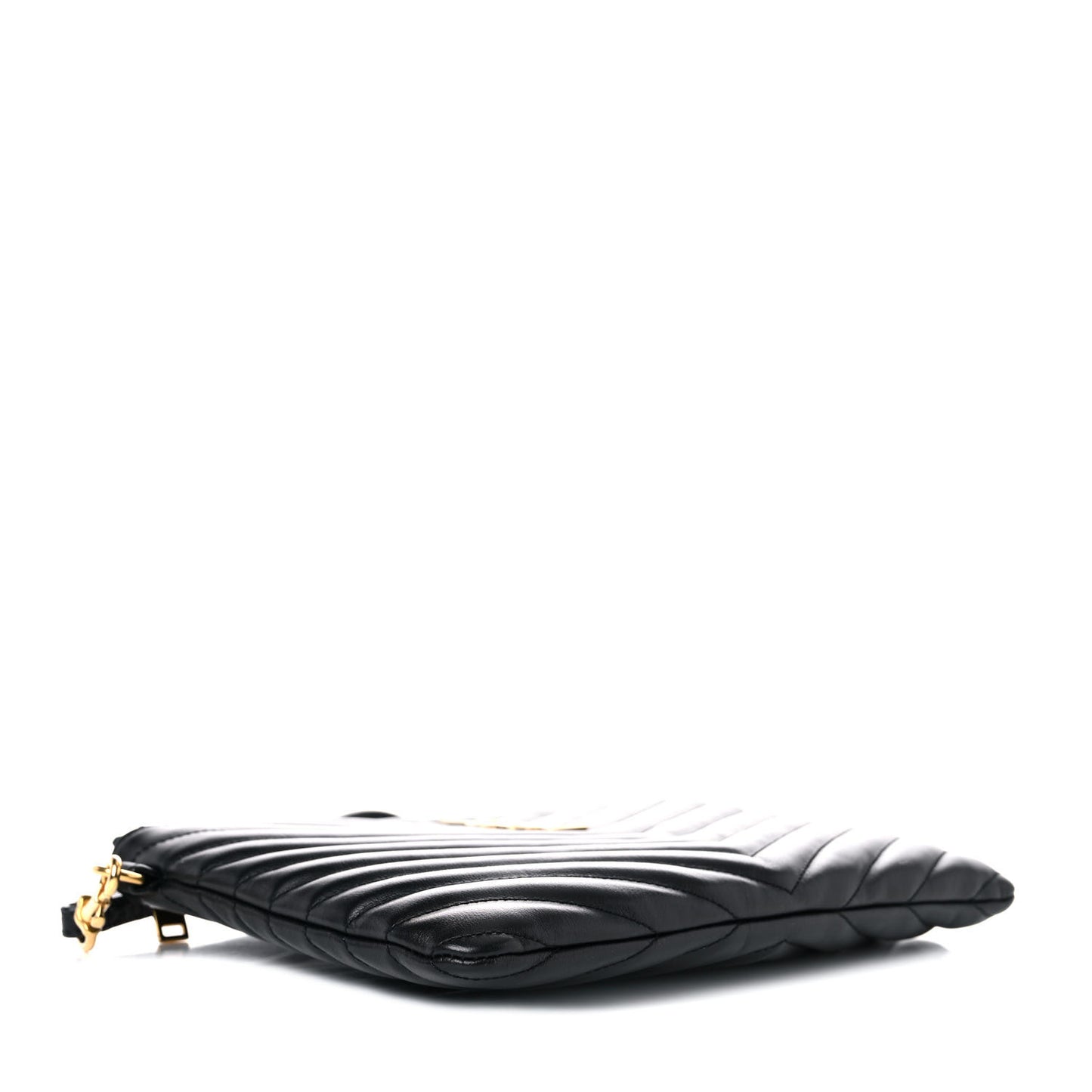 Calfskin Matelasse Chevron Monogram A5 Wristlet Black