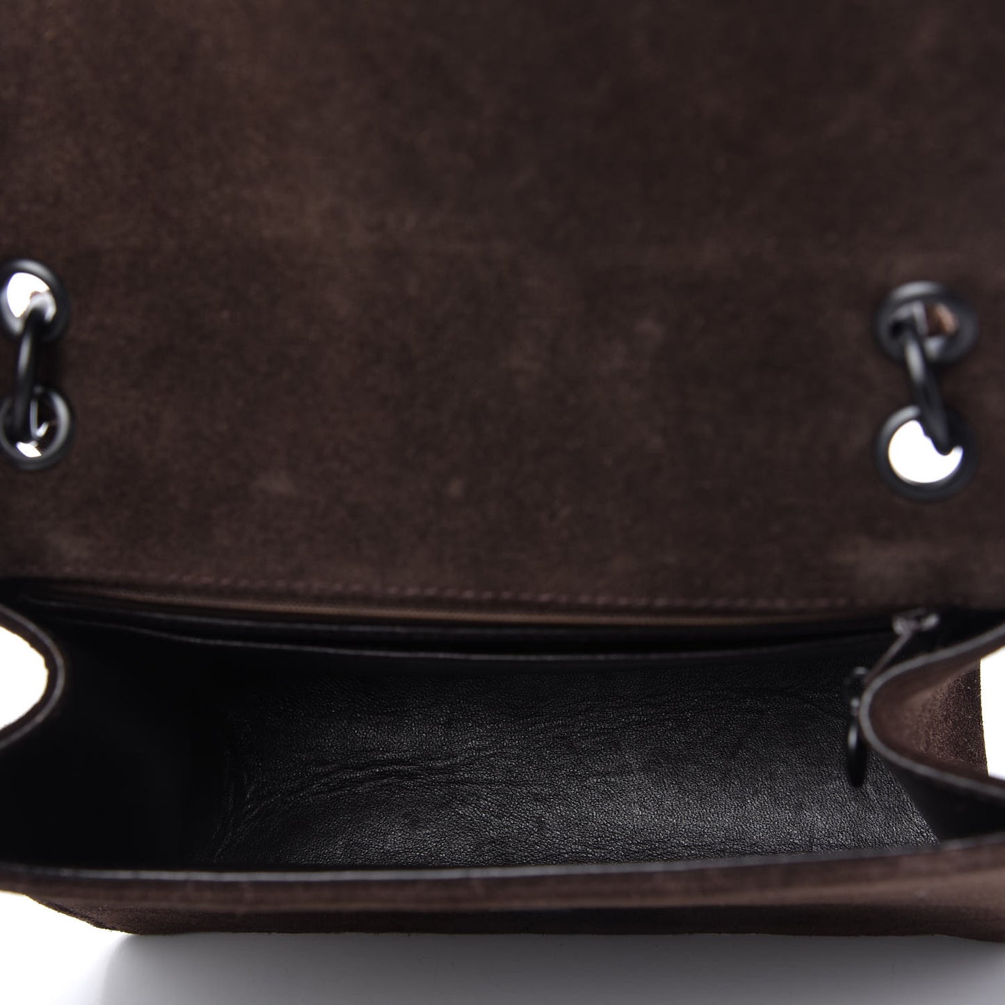 Suede Quilted Flap Bag Brown