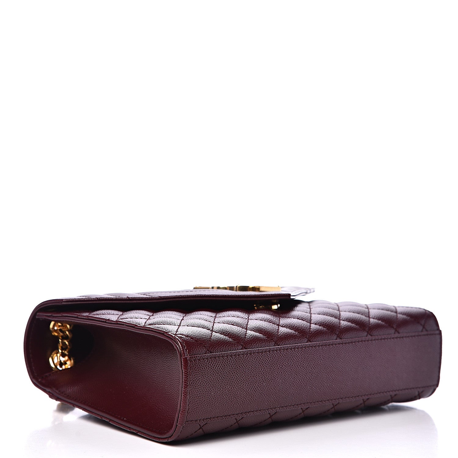 Saint Laurent Grain De Poudre Textured Mixed Matelasse Medium Triquilt Monogram Satchel Rouge Legion 3 of 9