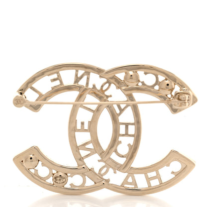 Chanel Crystal Pearl Coco CC Logo Brooch Gold 3 of 4
