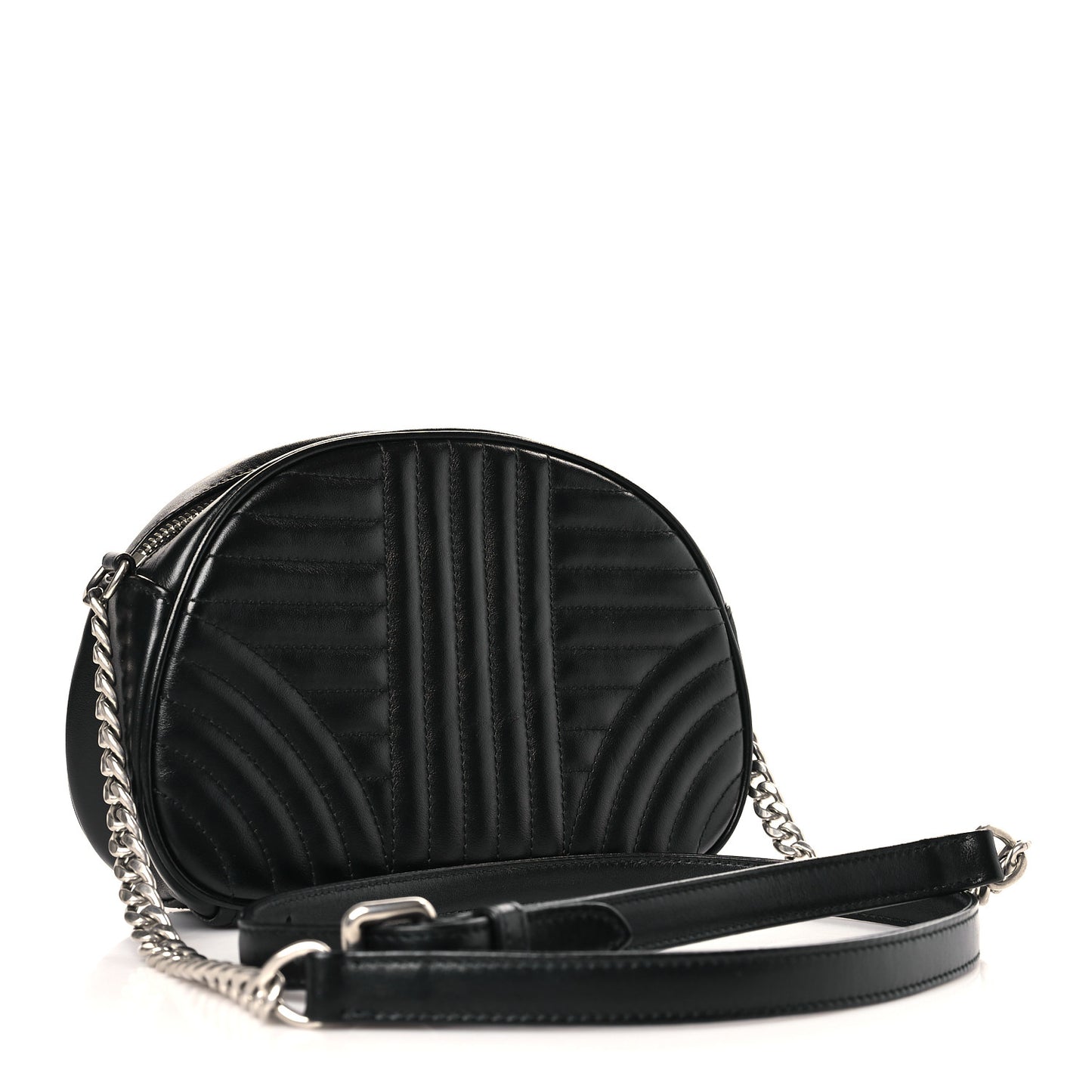 Soft Calfskin Impunture Diagramme Dome Crossbody Bag Black