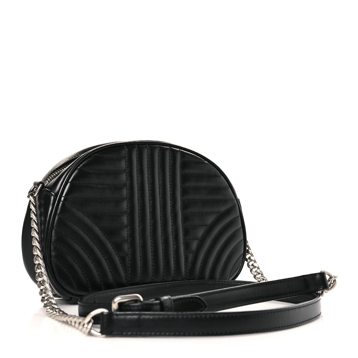 Prada Soft Calfskin Impunture Diagramme Dome Crossbody Bag Black 3 of 8