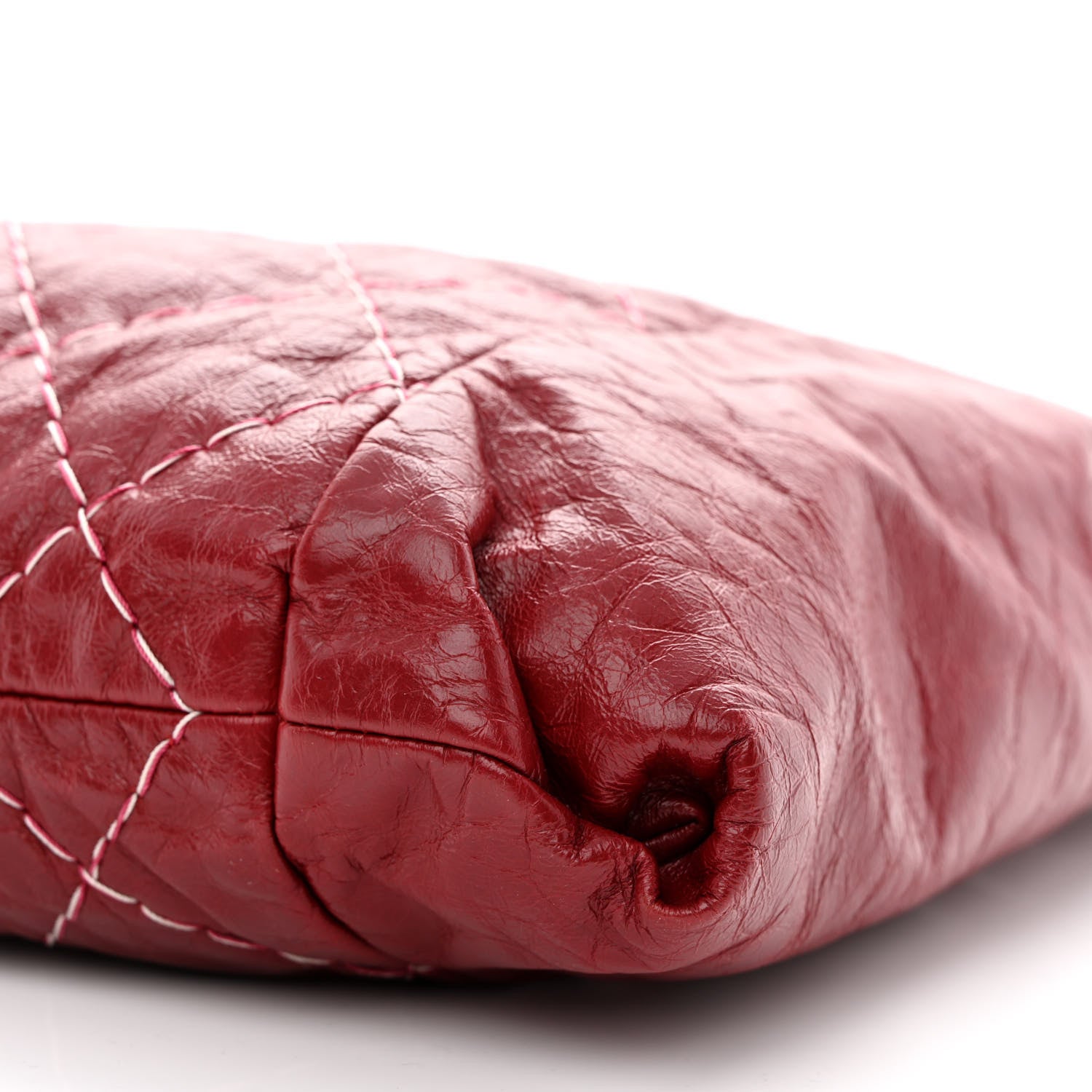 Chanel Glazed Goatskin Double Contrast Stitch Tote Red 10 of 10