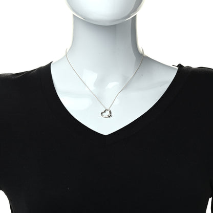 Tiffany Sterling Silver 14mm Elsa Peretti Open Heart Pendant Necklace 2 of 7