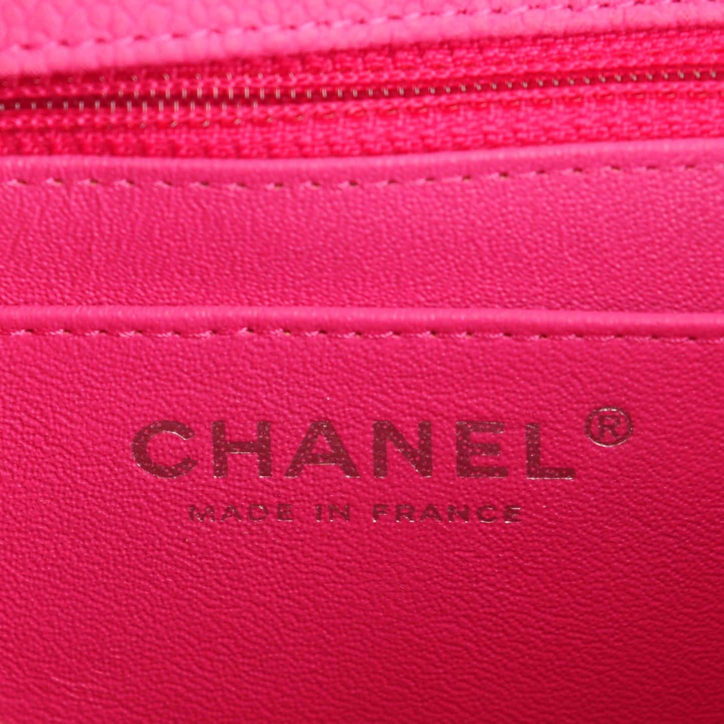 Iridescent Caviar Quilted Mini Square Flap Hot Pink
