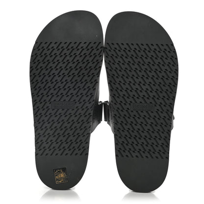 Hermes Calfskin Mens Chypre Sandals 42 Black 5 of 10