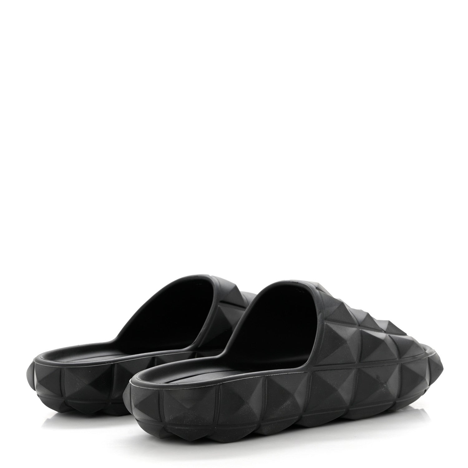 Valentino Garavani Rubber Roman Stud Turtle Slide Sandals 38 Black 4 of 8