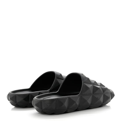 Valentino Garavani Rubber Roman Stud Turtle Slide Sandals 38 Black 4 of 8