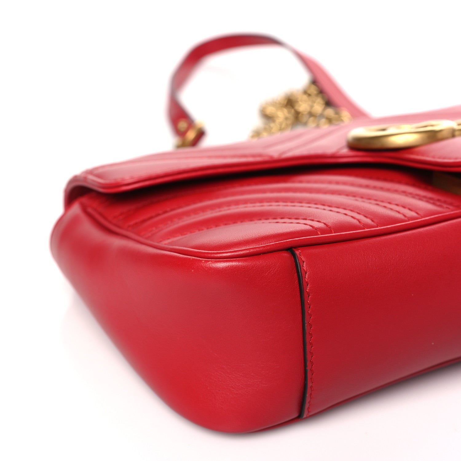 Gucci Calfskin Matelasse Small GG Marmont Shoulder Bag Hibiscus Red 9 of 10