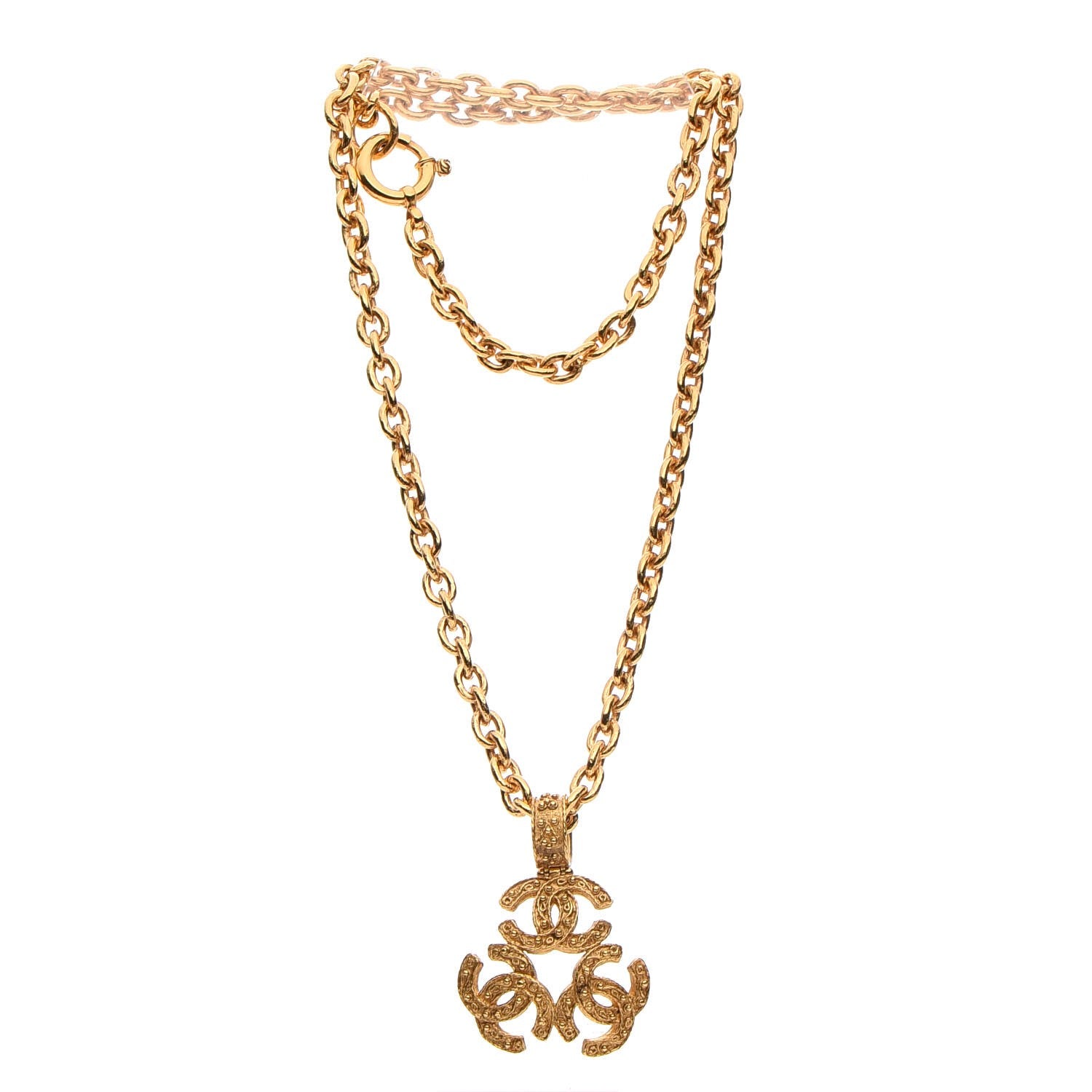 Chanel Triple CC Chain Necklace Gold 3 of 9