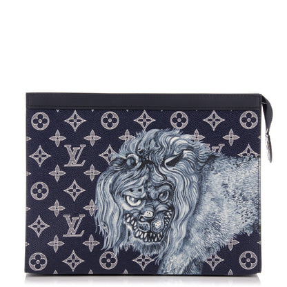 Louis Vuitton Savane Monogram Lion Chapman Pochette Voyage MM Ink 1 of 7