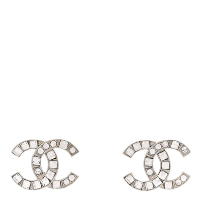 Chanel Baguette Crystal CC Earrings Silver 1 of 5