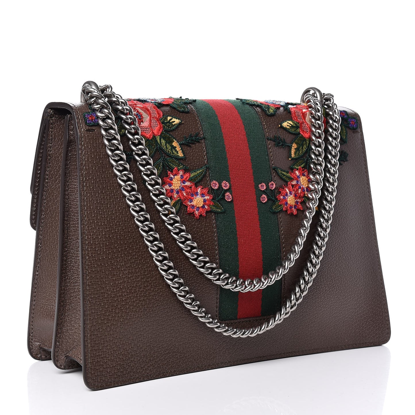 Calfskin Web Owl Embroidered Medium Dionysus Shoulder Bag New Acero Multicolor