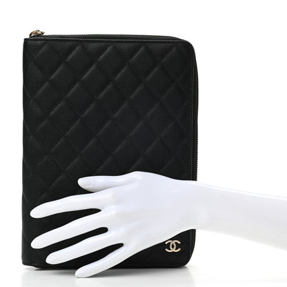 Chanel Caviar Quilted Zip Around Notebook Agenda Cover Black 2 of 8