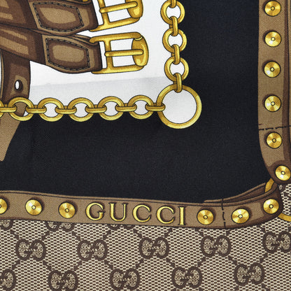 Gucci Silk Twill GG Monogram New Panshie Square Scarf Black Dark Purple 3 of 6