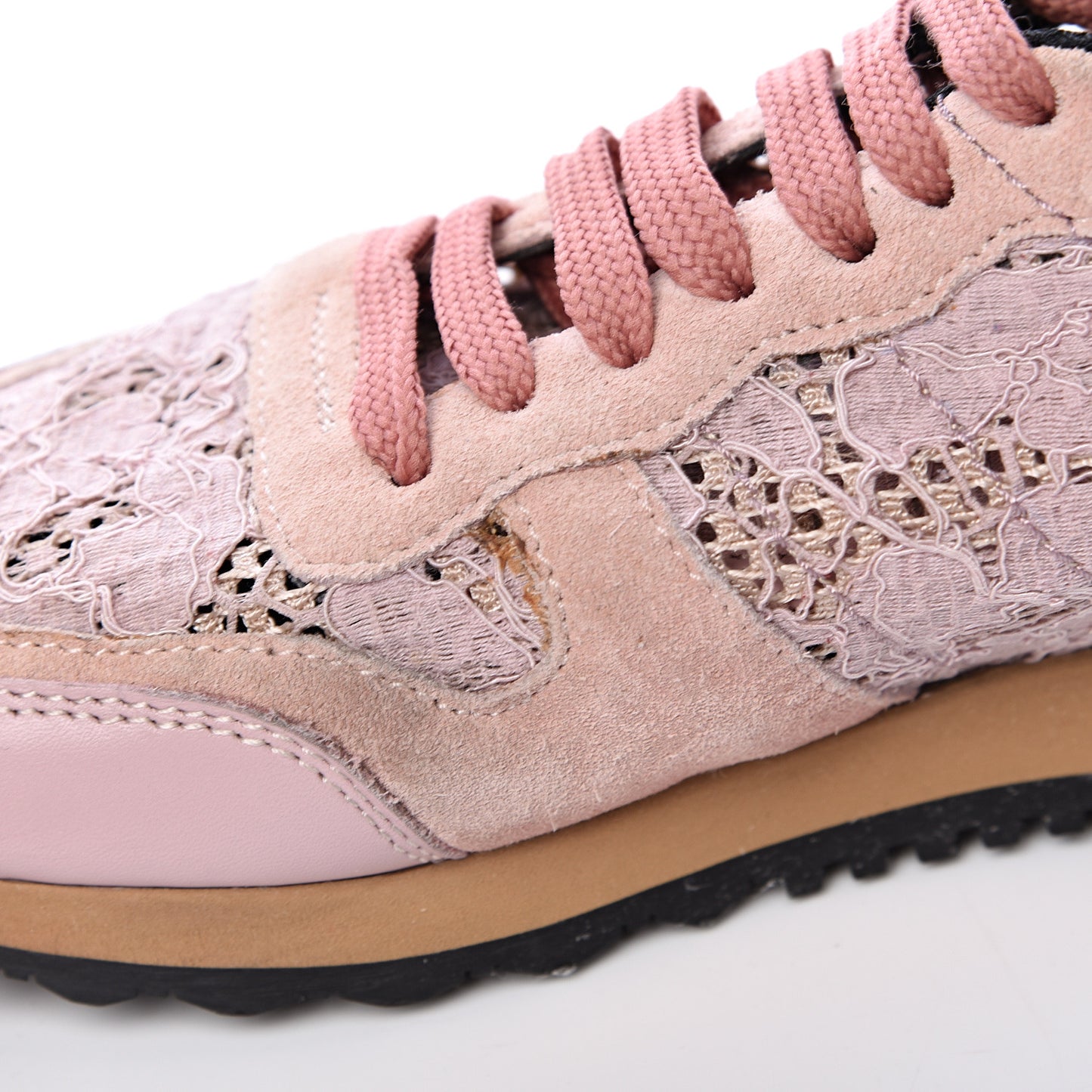 Macrame Lace Suede Womens Rockrunner Sneakers 36 Water Rose Multicolor