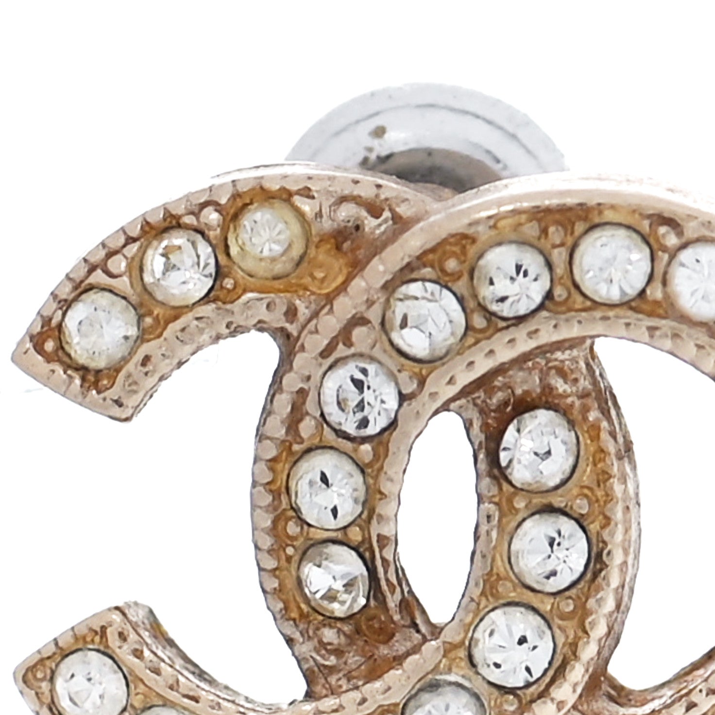 Chanel Crystal CC Earrings Gold 6 of 6