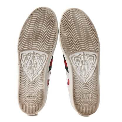 Gucci Calfskin Miro Soft Web Heart Cut Out Womens Ace Sneakers 36.5 White Light Hibiscus Red New Shamarock 6 of 10