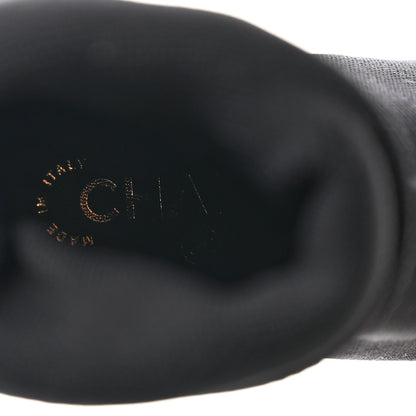 Chanel Patent Knit Cap Toe CC Sock Boots 35.5 Black 7 of 8