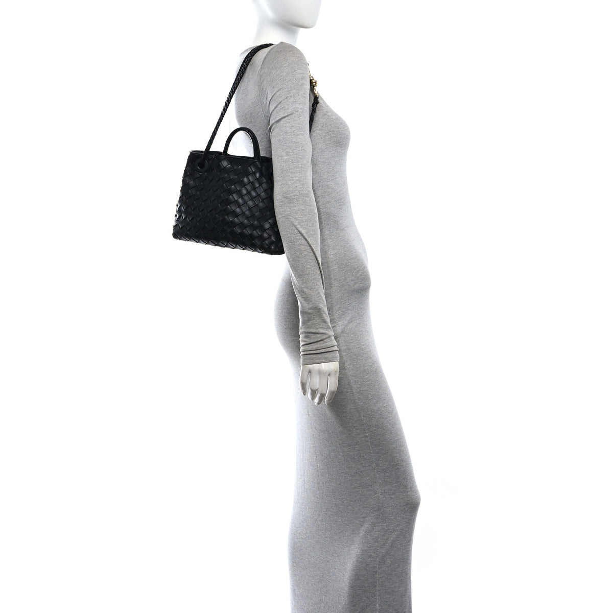 Bottega Veneta Nappa Intrecciato Small Andiamo Shoulder Bag Black 2 of 9