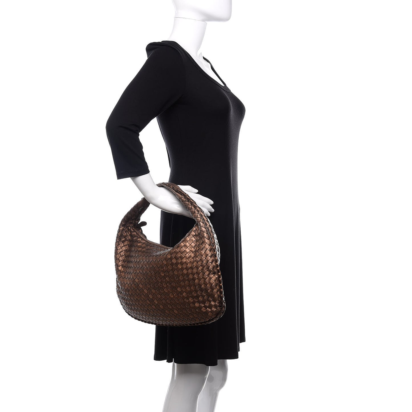 Metallic Nappa Intrecciato Medium Veneta Hobo Copper