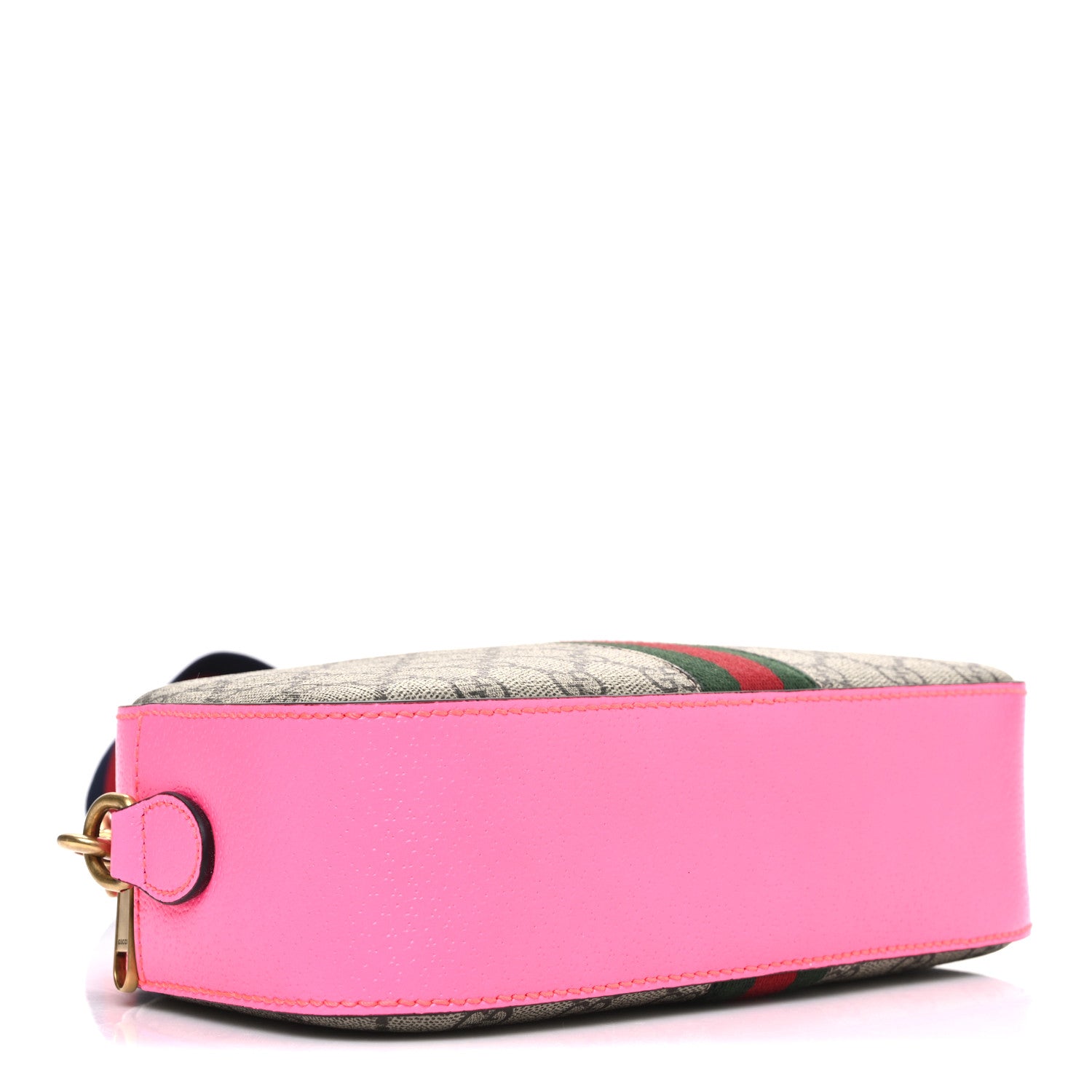 Gucci GG Supreme Monogram Textured Dollar Calfskin Web Ophidia Small Crossbody Bag Beige Ebony Fuchsia 4 of 10