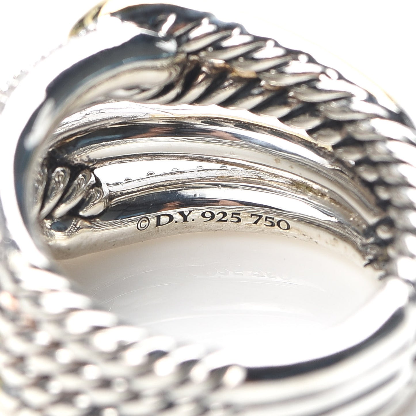 Sterling Silver 18K Yellow Gold Diamond Double Loop Labyrinth Ring 54 6.75