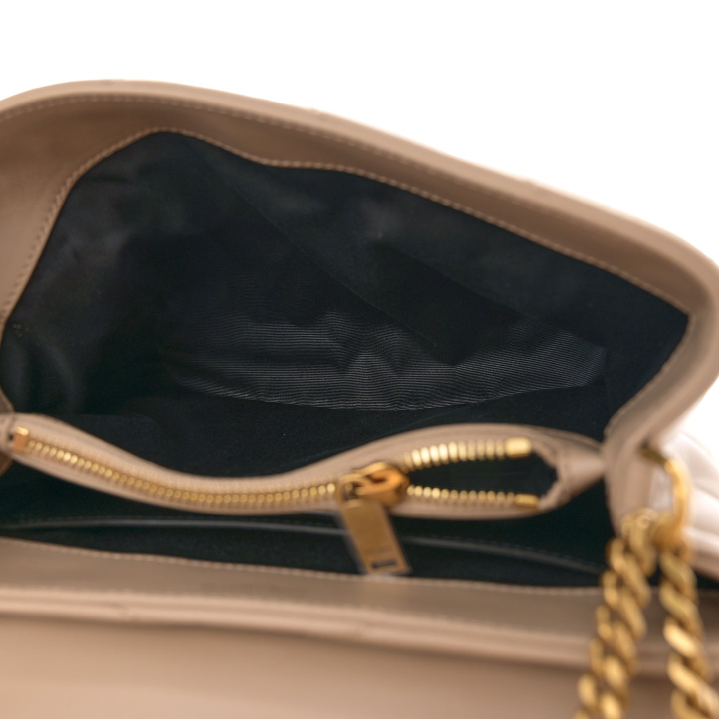 Calfskin Y Quilted Monogram Small Loulou Chain Satchel Dark Beige