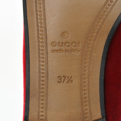 Gucci Velvet Horsebit Womens Jordaan Loafers 37.5 Hibiscus Red 6 of 8