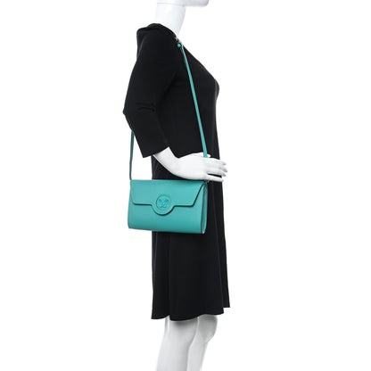 Versace Grained Calfskin La Medusa Crossbody Bag Turquoise 2 of 9