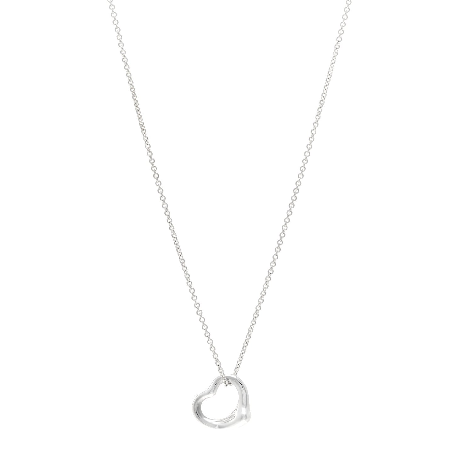 Sterling Silver 16mm Elsa Peretti Open Heart Pendant Necklace