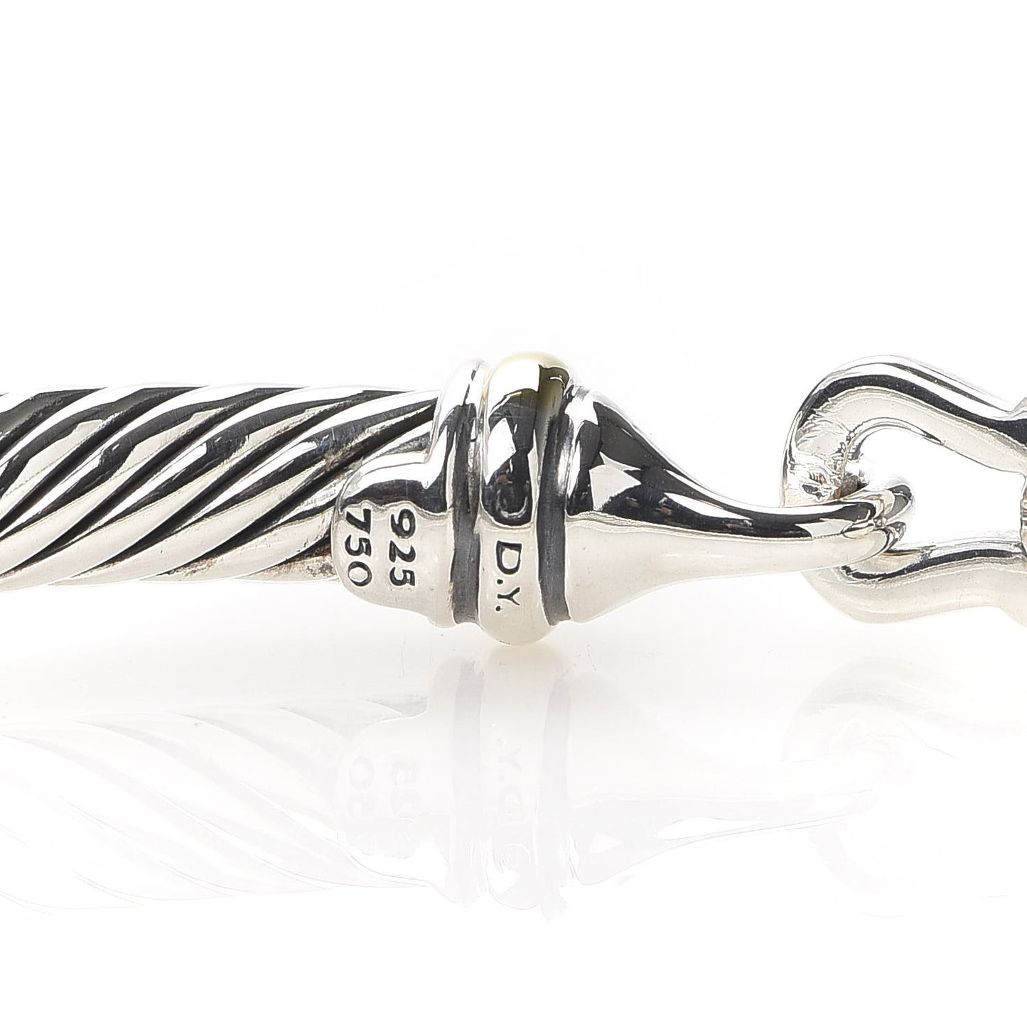 Sterling Silver 18K Yellow Gold 5mm Cable Classic Buckle Bracelet