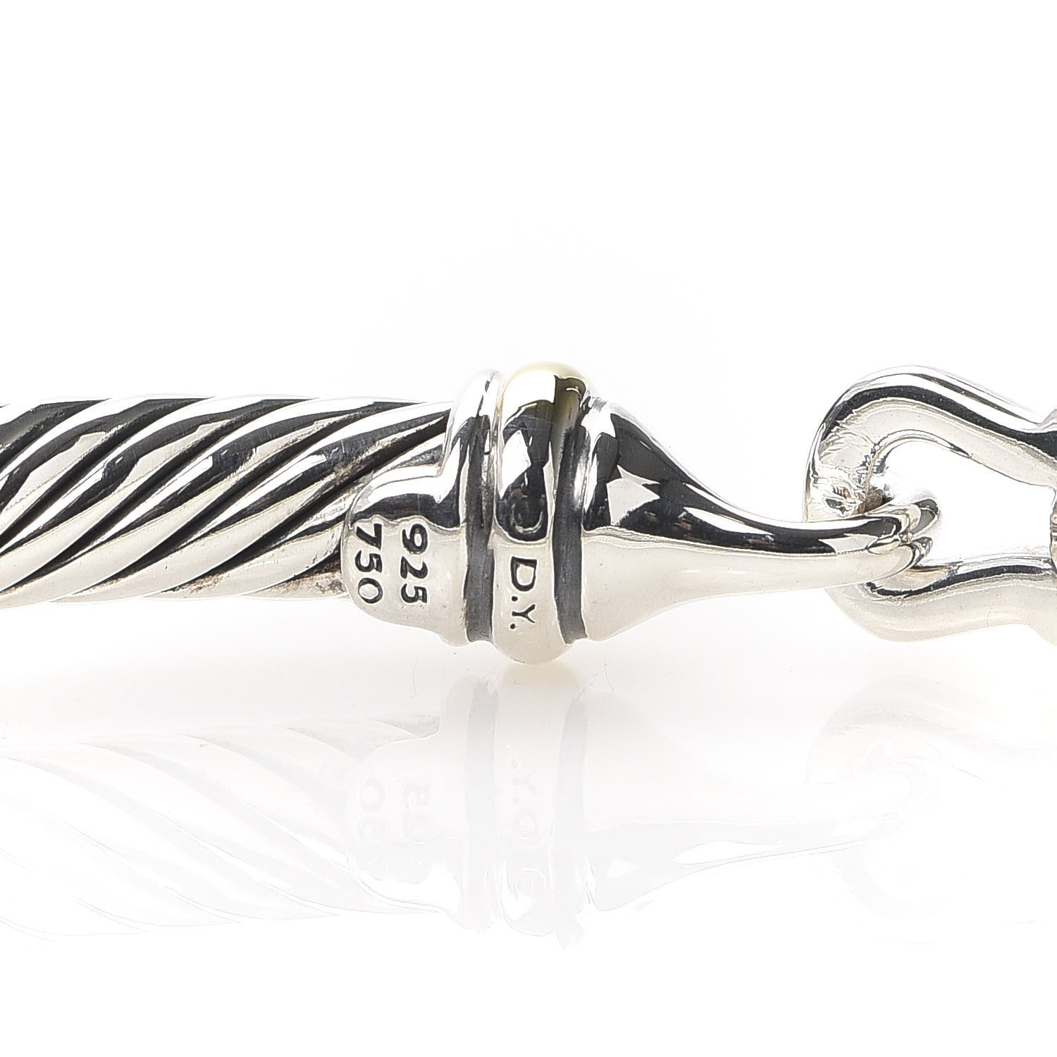 David Yurman Sterling Silver 18K Yellow Gold 5mm Cable Classic Buckle Bracelet 4 of 4
