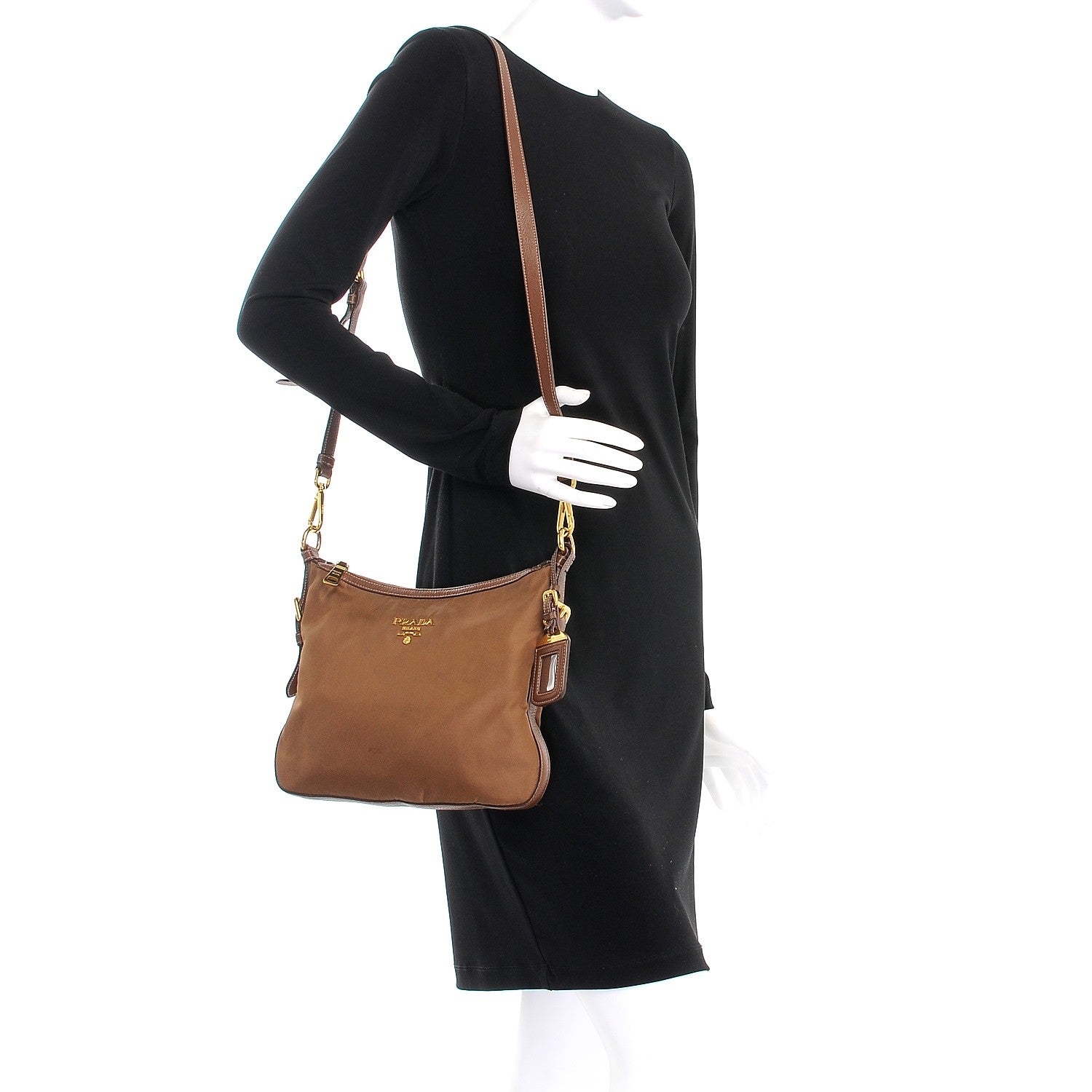 Prada Nylon Vitello Daino Crossbody Bag Corinto 2 of 9