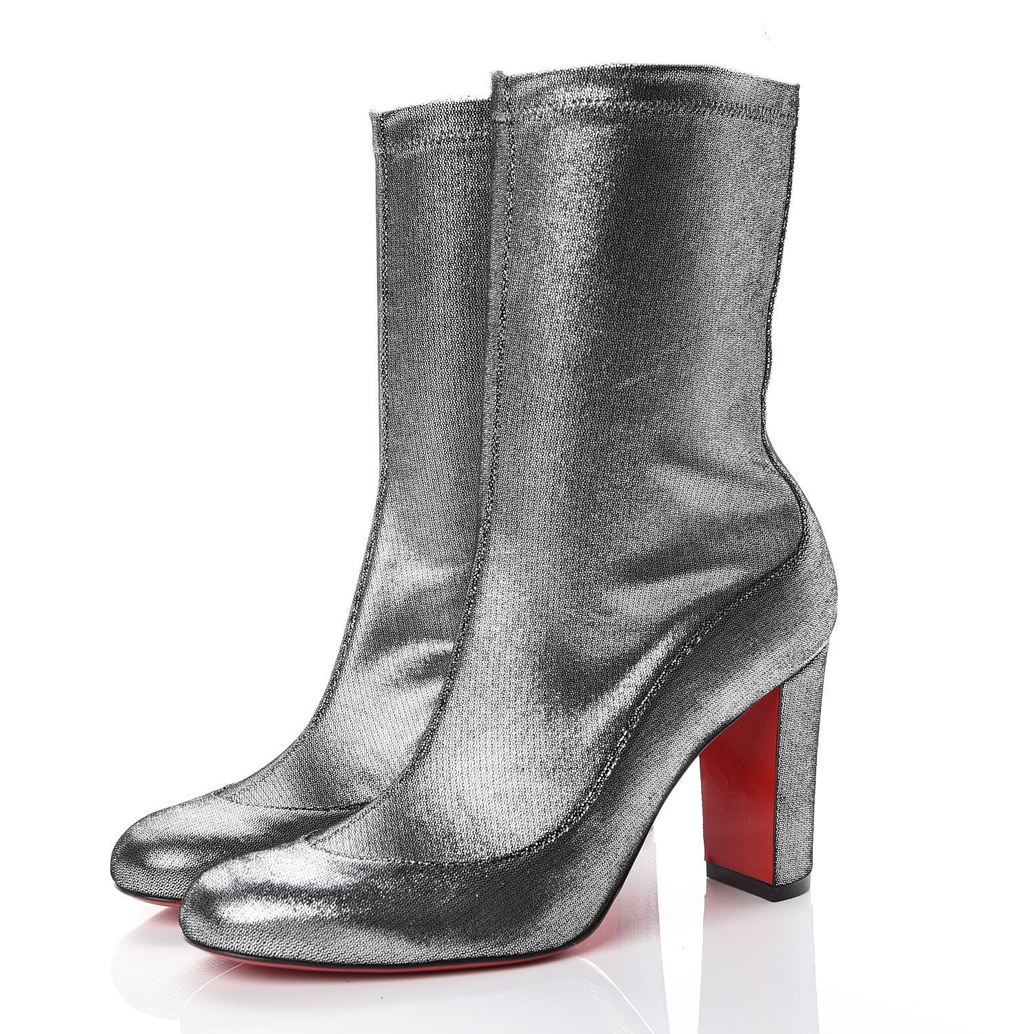 Christian Louboutin Nappa Stretch Gena 85 Bootie 37 Silver 3 of 9